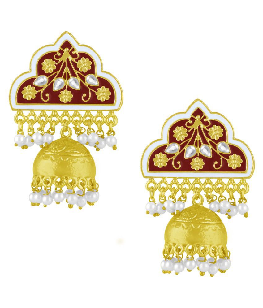     			Spargz Thewa Festive Gold Plated AD Stone & Pearl Jhumki Earring For Women AIER_1767