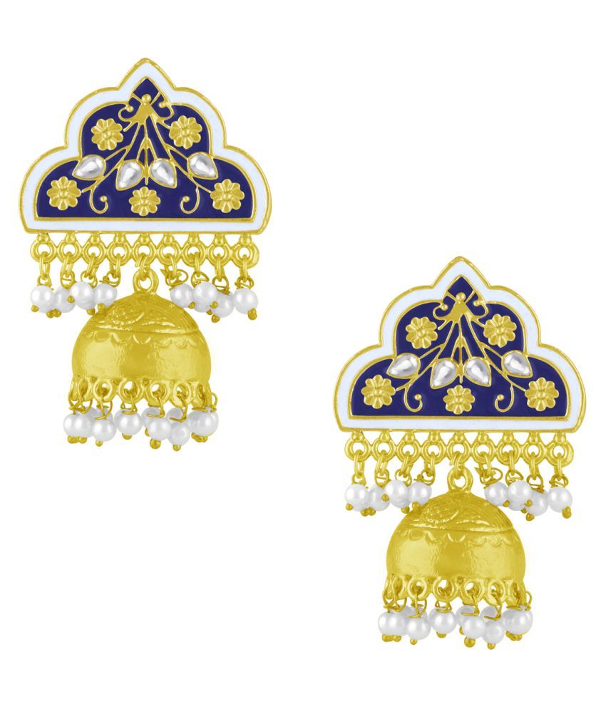     			Spargz Thewa Festive Gold Plated AD Stone & Pearl Jhumki Earring For Women AIER_1766