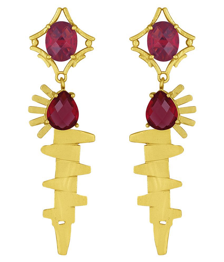     			Spargz Trendy Party Wear Gold Plated Synthetic Stone Dangle Earring For Women TER_008