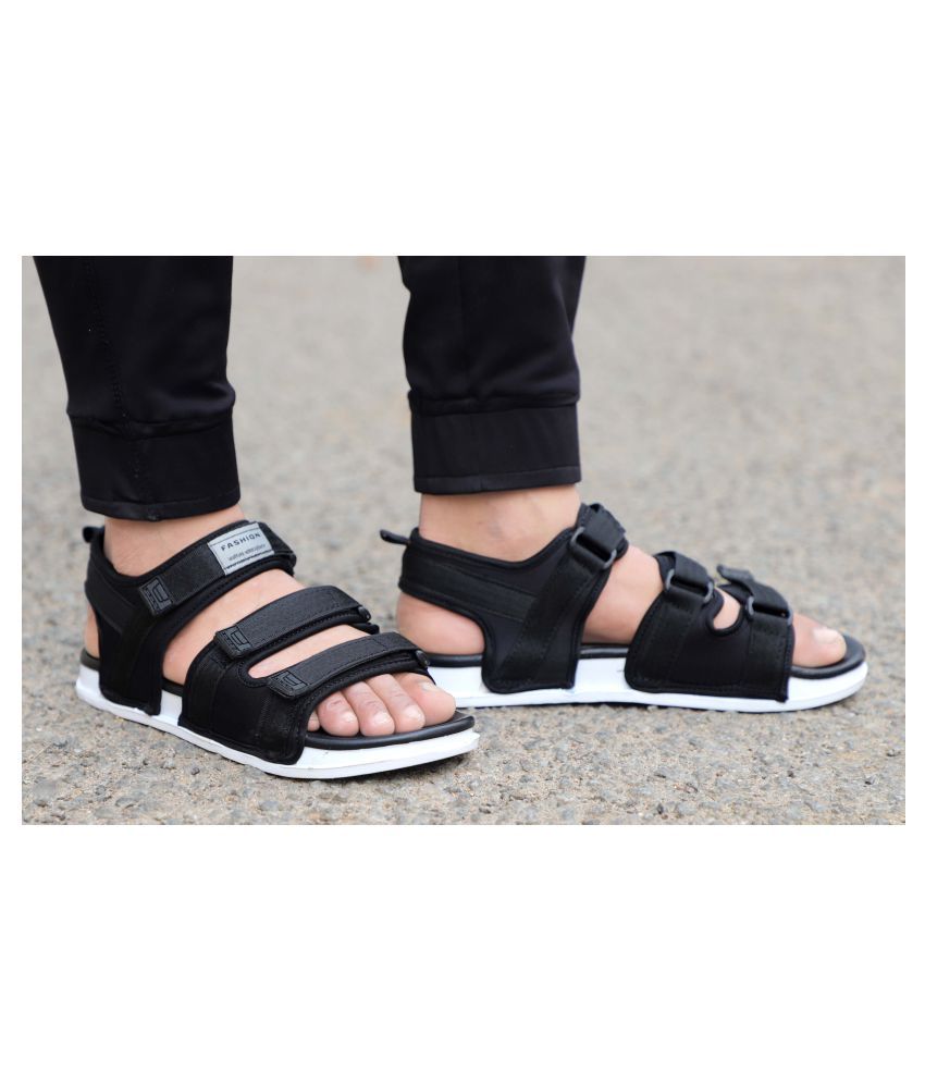 aadi men black sandals