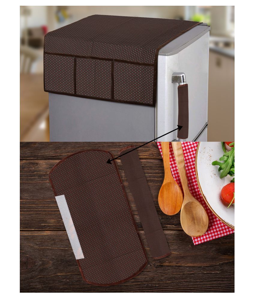     			E-Retailer Set of 3 Polyester Brown Fridge Top Cover