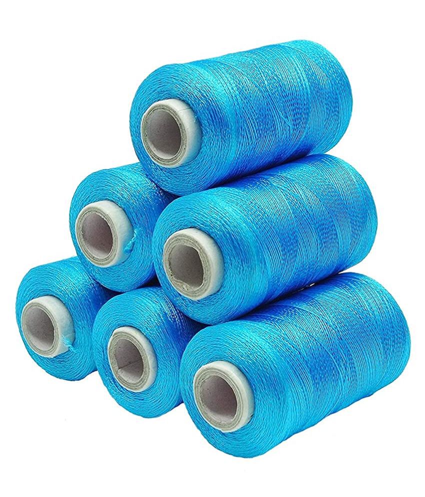     			PRANSUNITA Silk ( Resham ) Twisted Hand & Machine Embroidery Shiny Thread for jewelry designing, embroidery, art & craft, Tassel Making, Fast Color, Pack of 6 spool x 300 mts each, Color- Ferozi ( Turquoise blue )