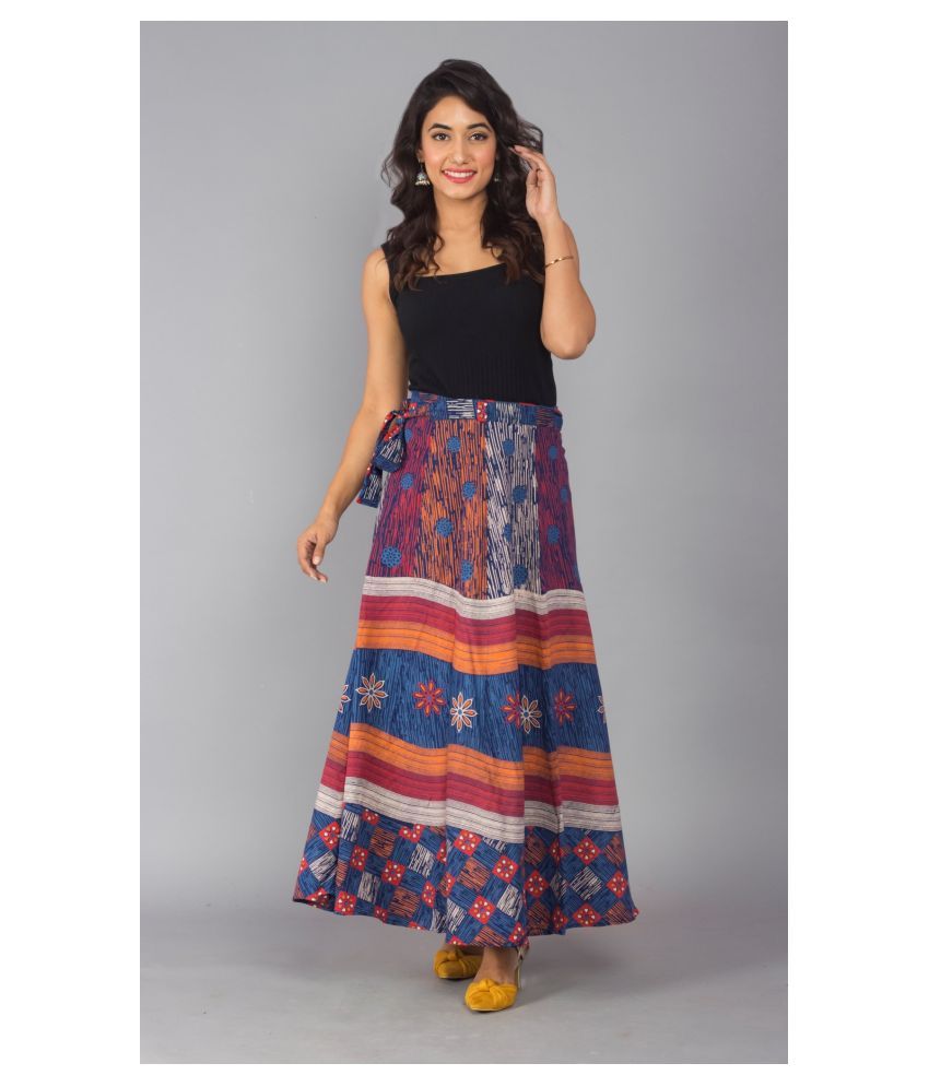     			Frionkandy Cotton Wrap Skirt - Multi Color