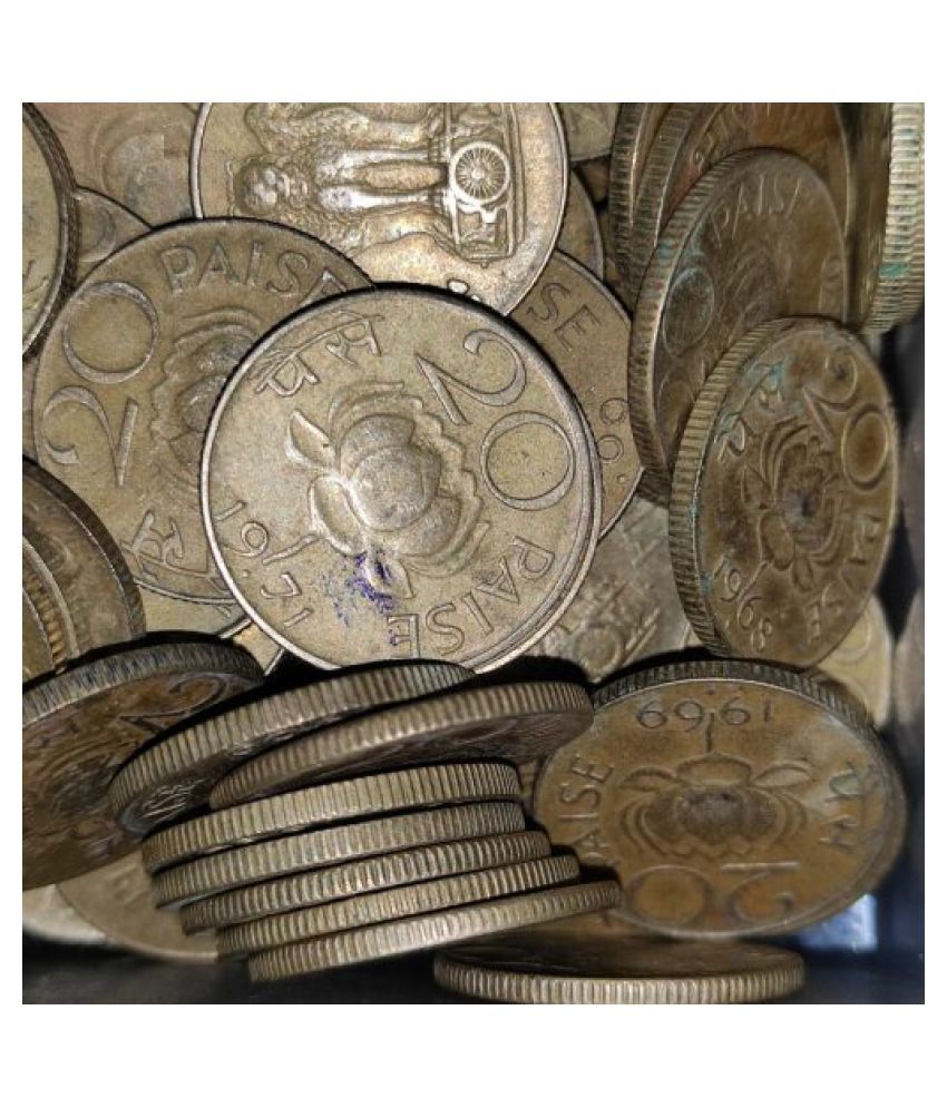 100 Coins Lot of 20 Paisa Lotus Coin Mixed Condition and Mixed Mint ...