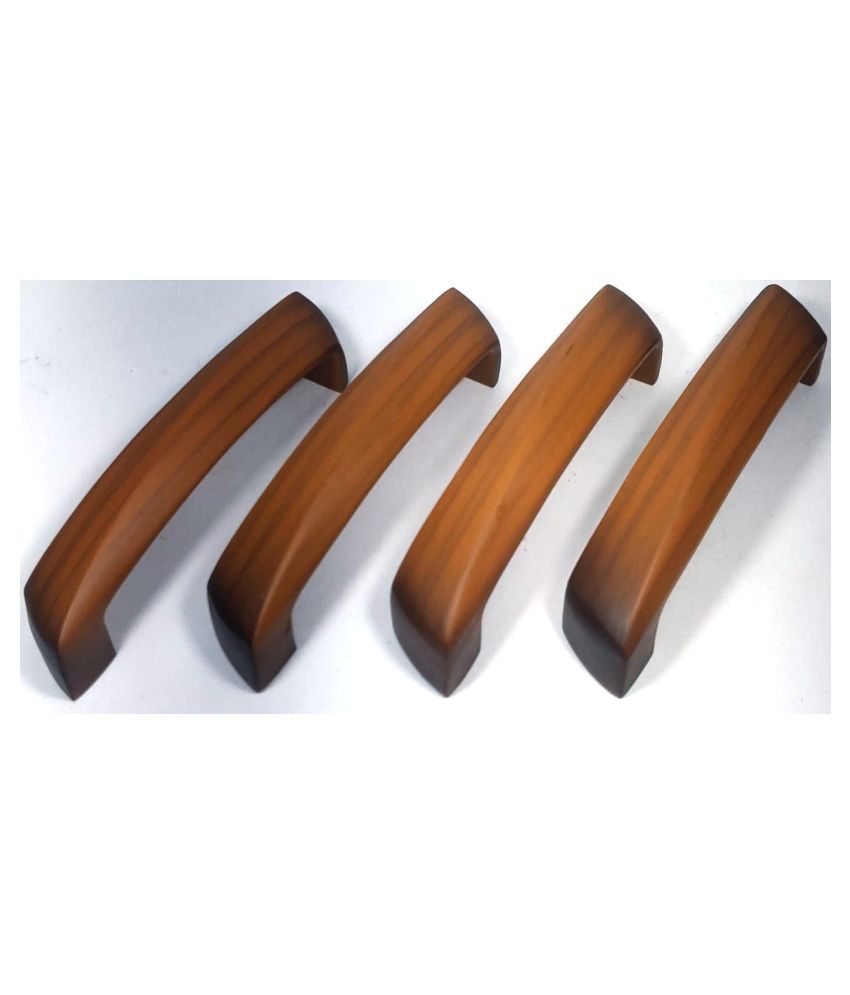 Home Decor Wood Finish(C.I) Cabinet Handles Colour: Teak wood Size: 100mm(Pack of 4 Pieces)