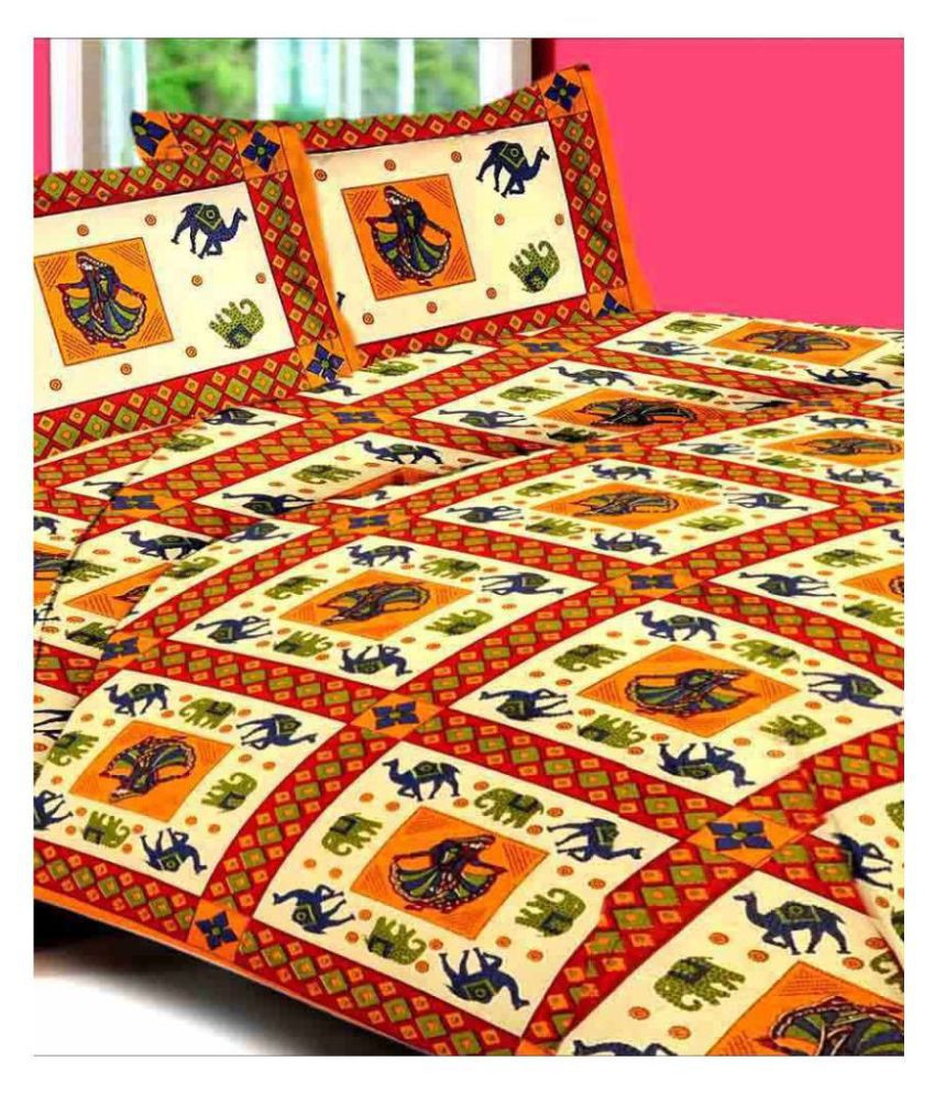     			Uniqchoice Cotton Double Bedsheet with 2 Pillow Covers ( 240 cm x 215 cm )
