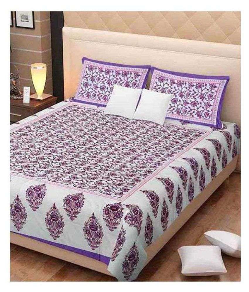     			Uniqchoice Cotton Double Bedsheet with 2 Pillow Covers ( 240 cm x 215 cm )