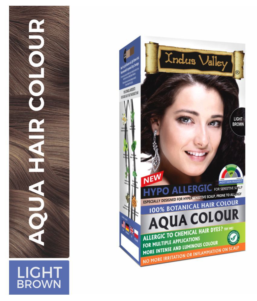 Indus Valley Hypo Allergic Aqua Color 100% Botanical Light Brown Hair Colour  , Light Brown (): Buy Indus Valley Hypo Allergic Aqua Color 100% Botanical  Light Brown Hair Colour , Light Brown ()