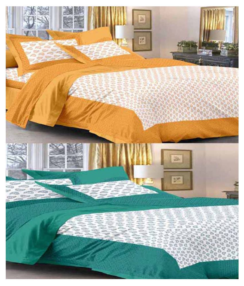     			Uniqchoice Cotton 2 Double Bedsheets with 4 Pillow Covers ( 240 cm x 215 cm )