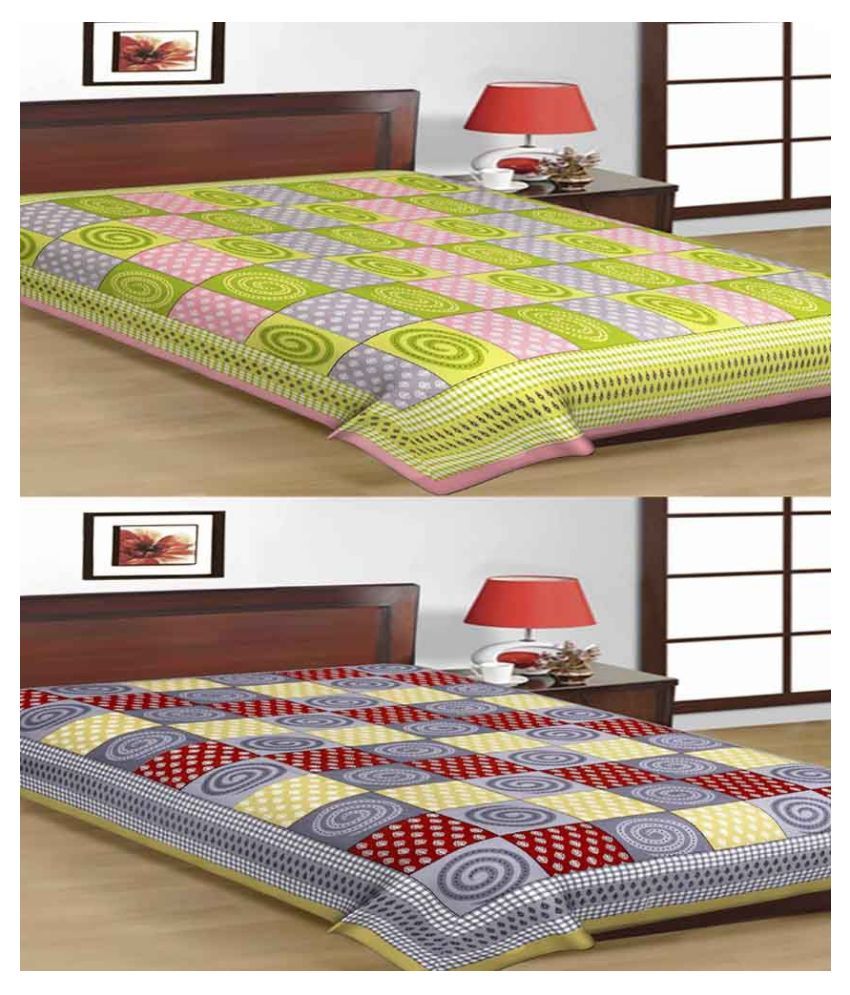 Uniqchoice Cotton 2 Single Bedsheets ( 225 cm x 150 cm ) Buy