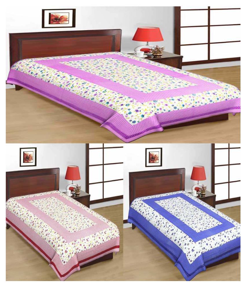     			Uniqchoice Cotton 3 Single Bedsheets ( 225 cm x 150 cm )