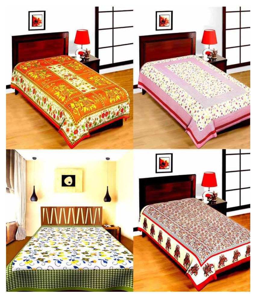     			Uniqchoice Cotton 4 Single Bedsheets ( 220 cm x 150 cm )