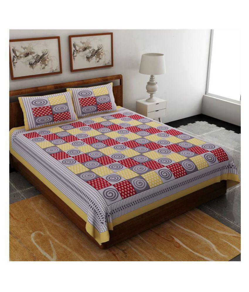     			Uniqchoice Cotton Double Bedsheet with 2 Pillow Covers ( 240 cm x 215 cm )