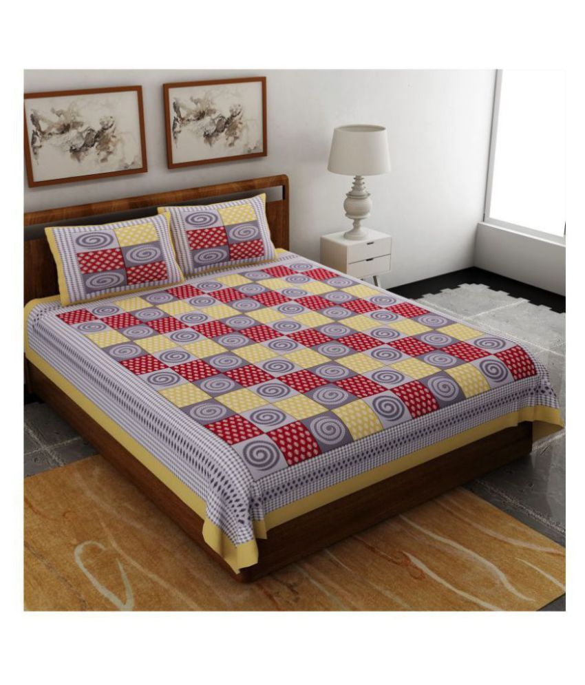     			Uniqchoice Cotton Double Bedsheet with 2 Pillow Covers ( 240 cm x 215 cm )