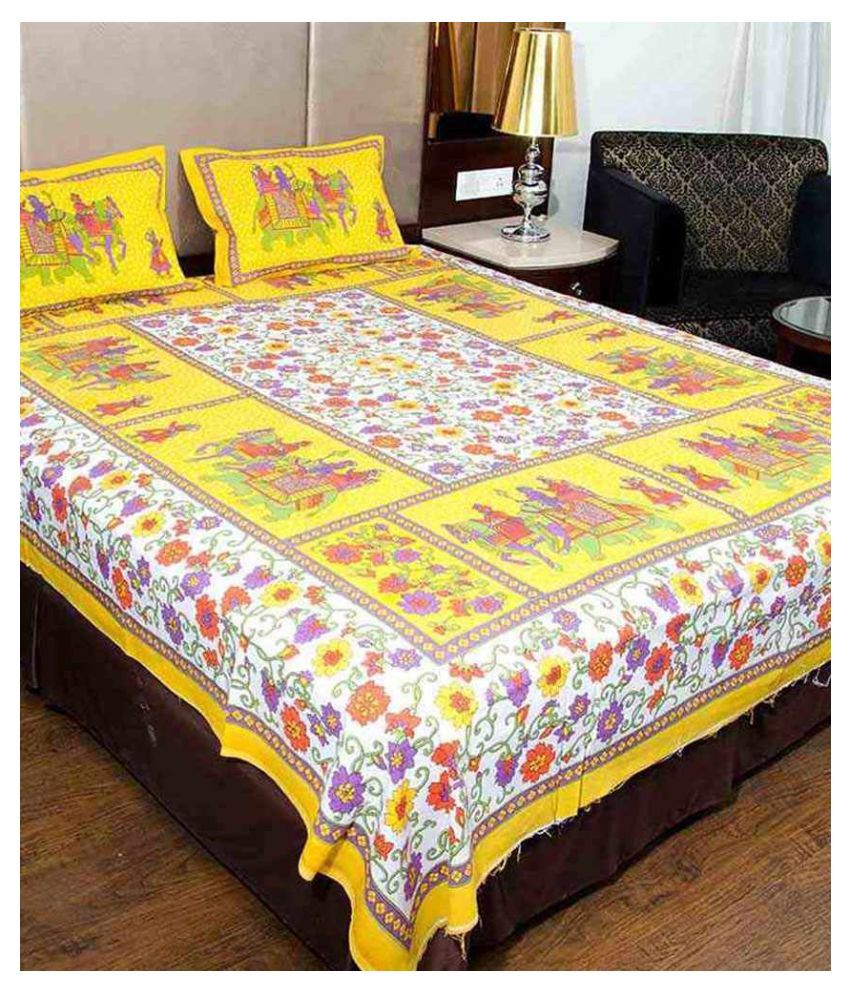     			Uniqchoice Cotton Double Bedsheet with 2 Pillow Covers ( 240 cm x 215 cm )