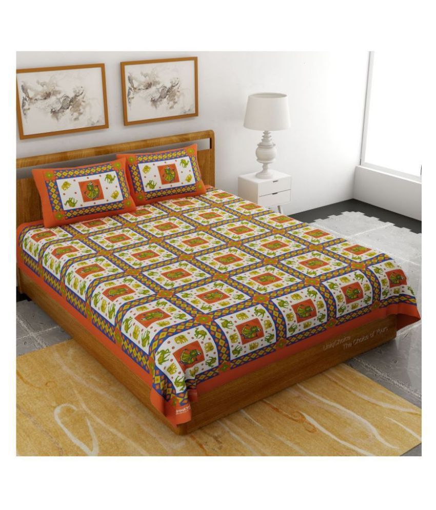     			Uniqchoice Cotton Double Bedsheet with 2 Pillow Covers ( 240 cm x 215 cm )