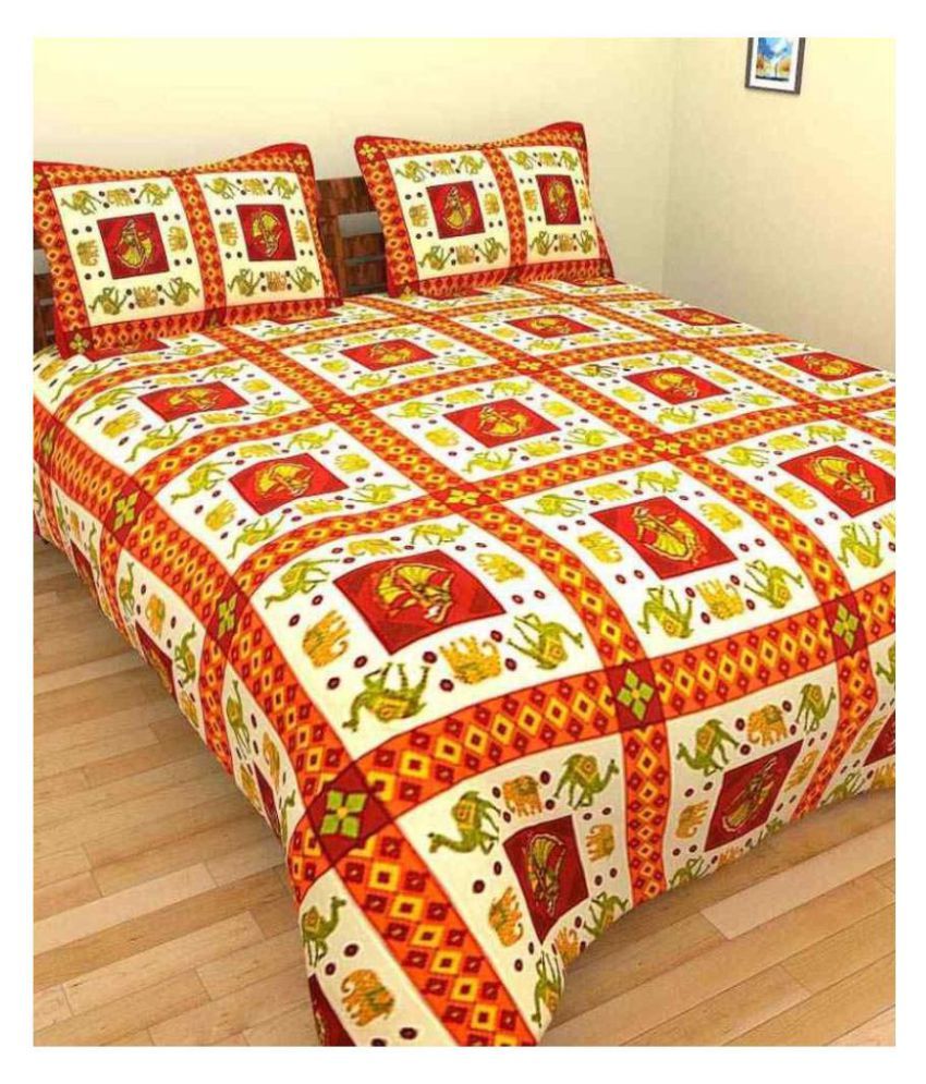     			Uniqchoice Cotton Double Bedsheet with 2 Pillow Covers ( 240 cm x 215 cm )