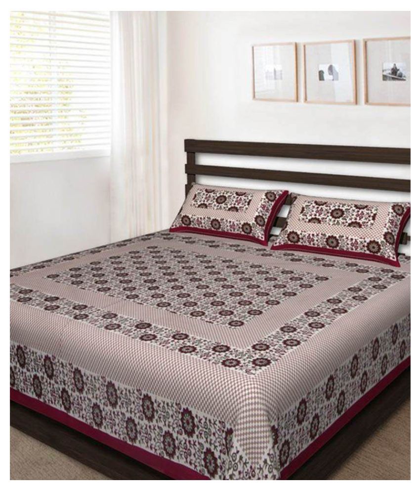     			Uniqchoice Cotton Double Bedsheet with 2 Pillow Covers ( 240 cm x 215 cm )