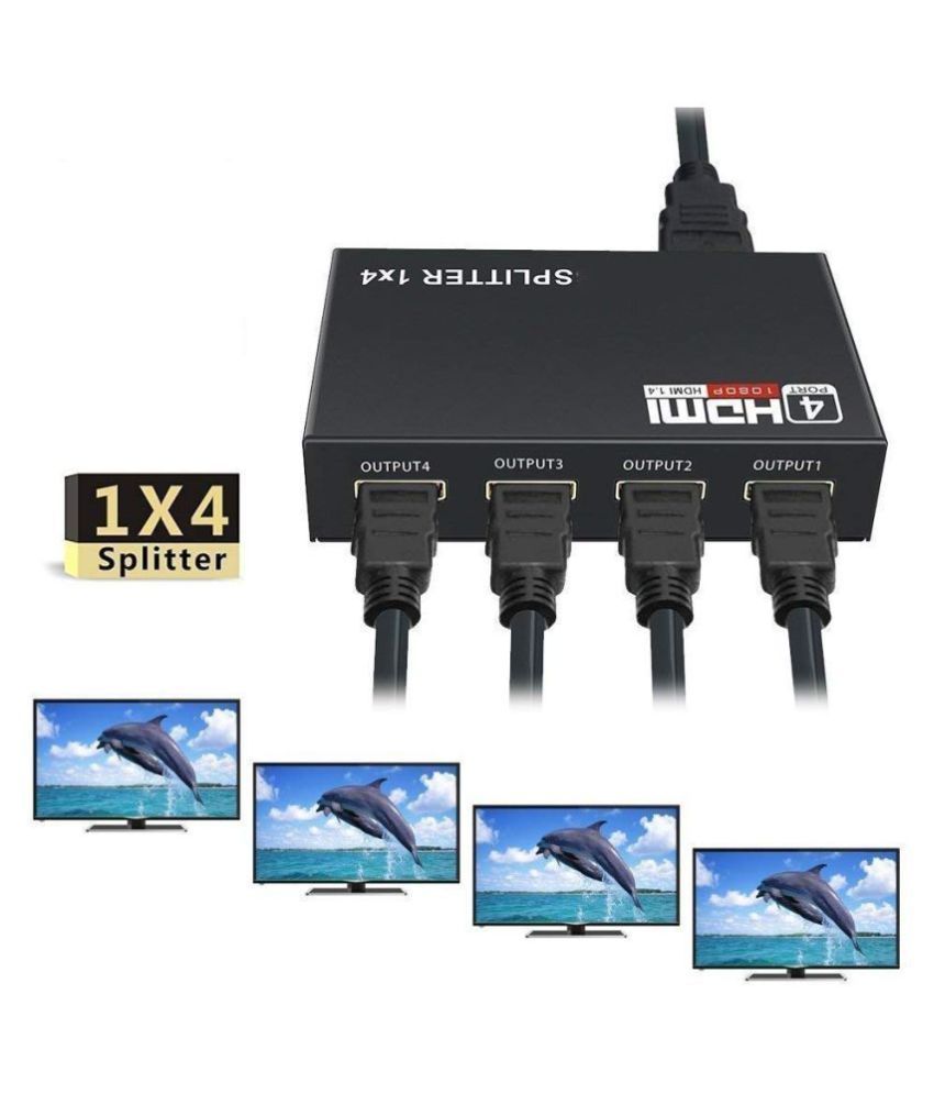 1x4 HDMI Splitter 4 Ports, HDMI Splitter 1 in 4 Out, Supports 3D 4K x