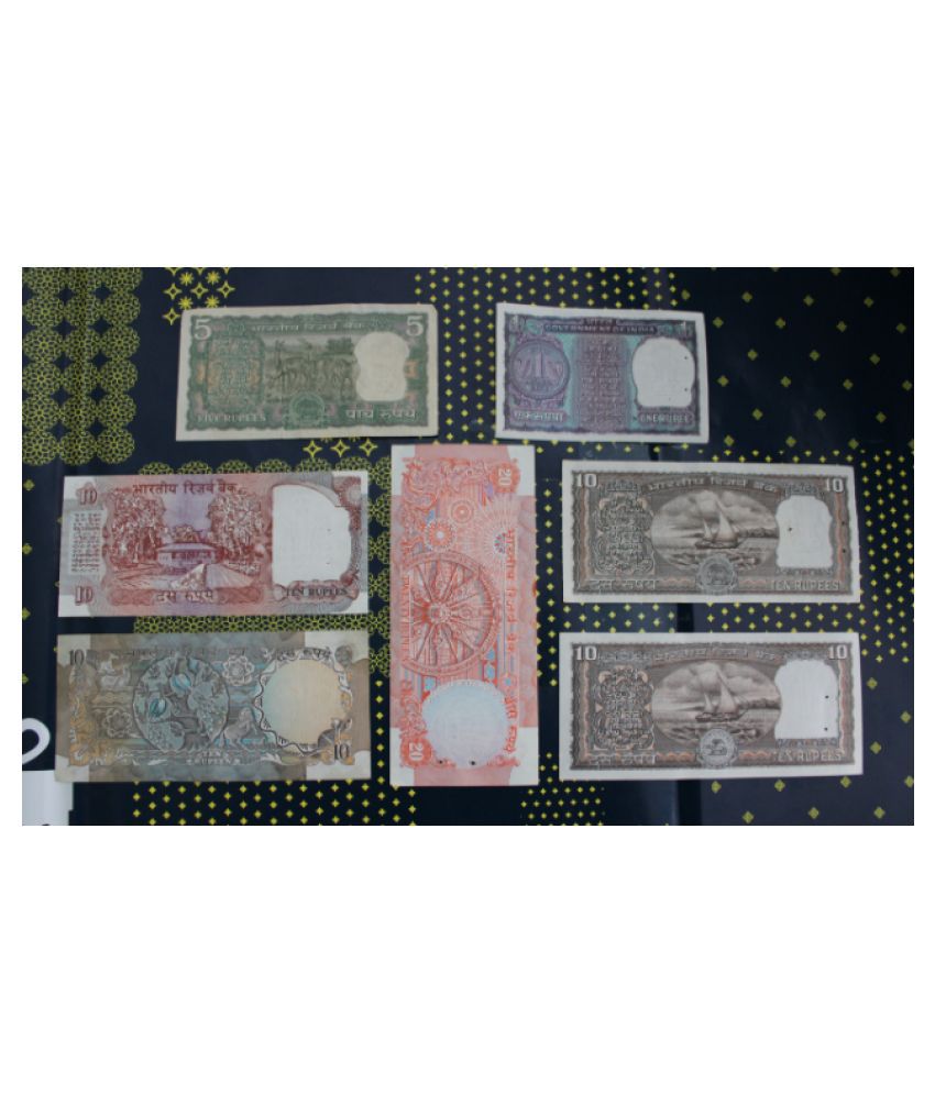     			(Collectors 7 Pcs Pack) 10 Rupees Deer, Ship, Shalimar & Peacock 7 Types of issue in Fine Condition Very Rare Collection