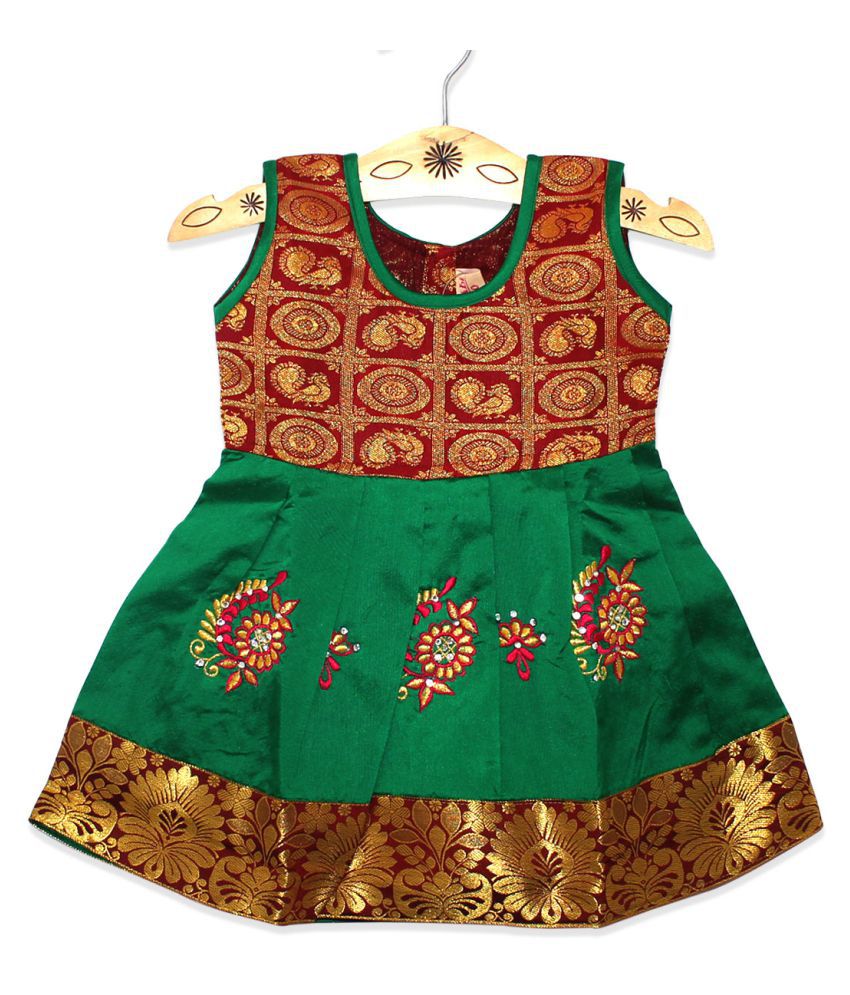 Little kids® Traditional Embroidery Pattu Pavada(pattu Pavadai) Lehenga Choli for Baby GirlsPP001_1_0PP001_1_0