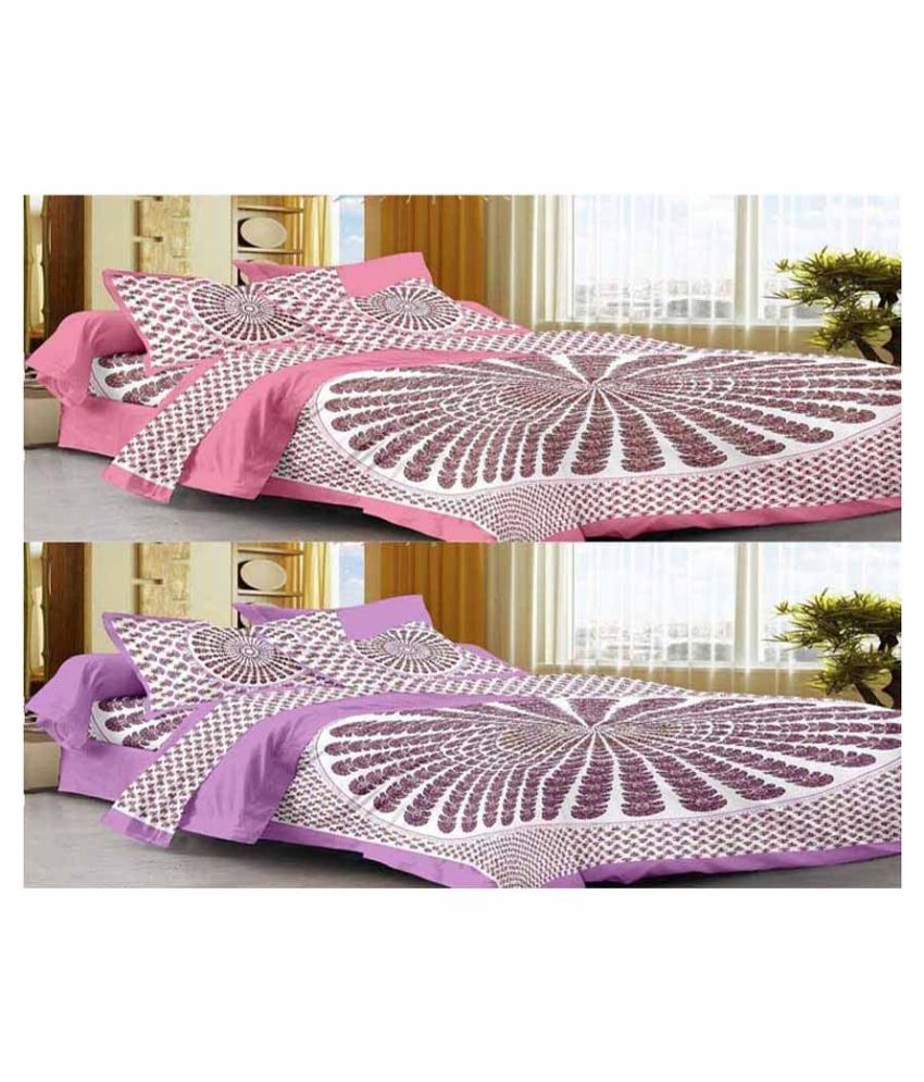     			Uniqchoice Cotton 2 Double Bedsheets with 4 Pillow Covers ( 240 cm x 215 cm )