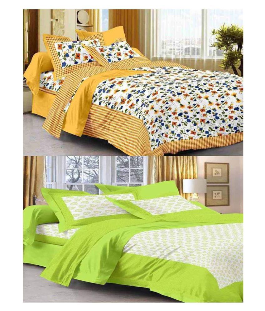     			Uniqchoice Cotton 2 Double Bedsheets with 4 Pillow Covers ( 240 cm x 215 cm )