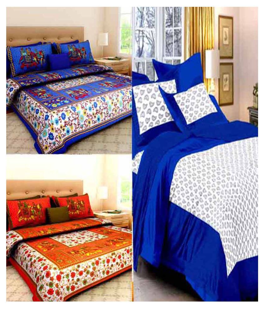     			Uniqchoice Cotton 3 Double Bedsheets with 6 Pillow Covers ( 240 cm x 215 cm )