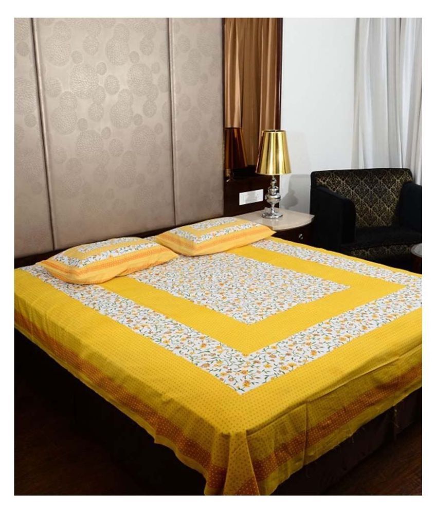     			Uniqchoice Cotton Double Bedsheet with 2 Pillow Covers ( 240 cm x 215 cm )