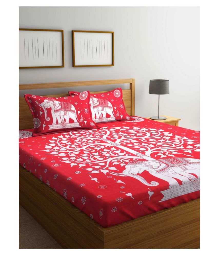     			Uniqchoice Cotton Double Bedsheet with 2 Pillow Covers ( 240 cm x 215 cm )