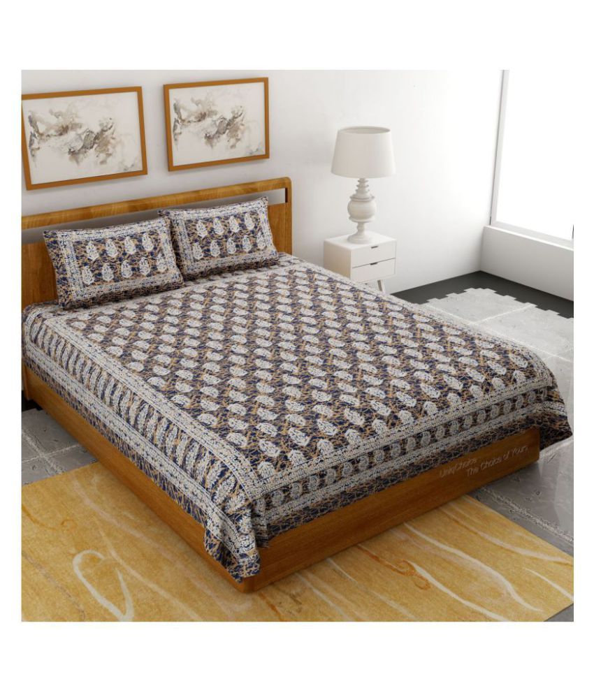     			Uniqchoice Cotton Double Bedsheet with 2 Pillow Covers ( 240 cm x 215 cm )