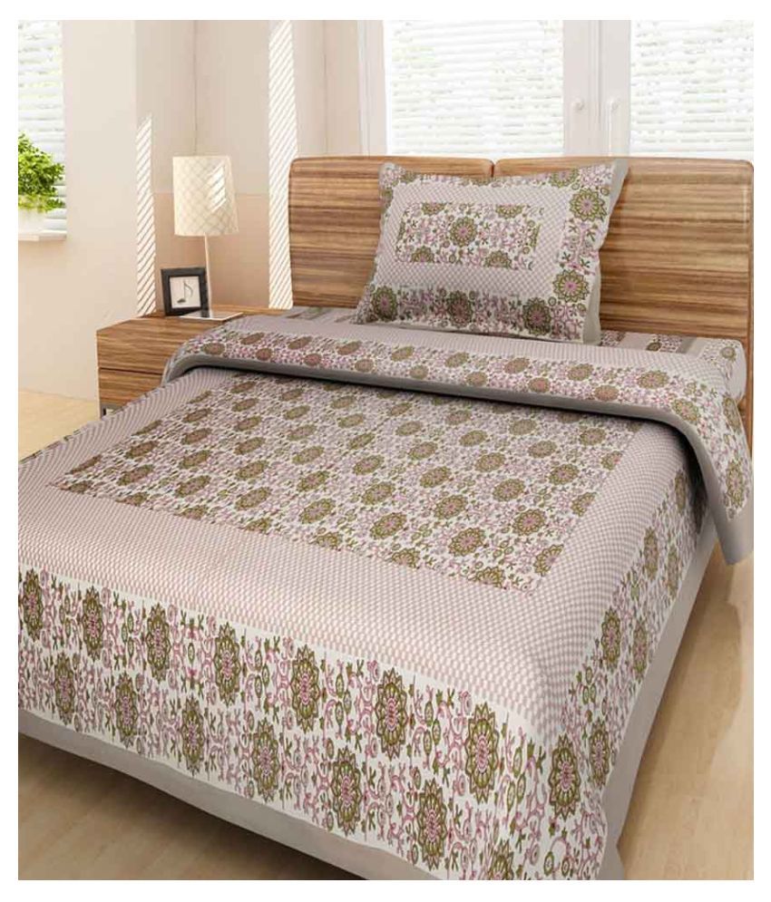     			Uniqchoice Cotton Single Bedsheet with 1 Pillow Cover ( 225 cm x 153 cm )