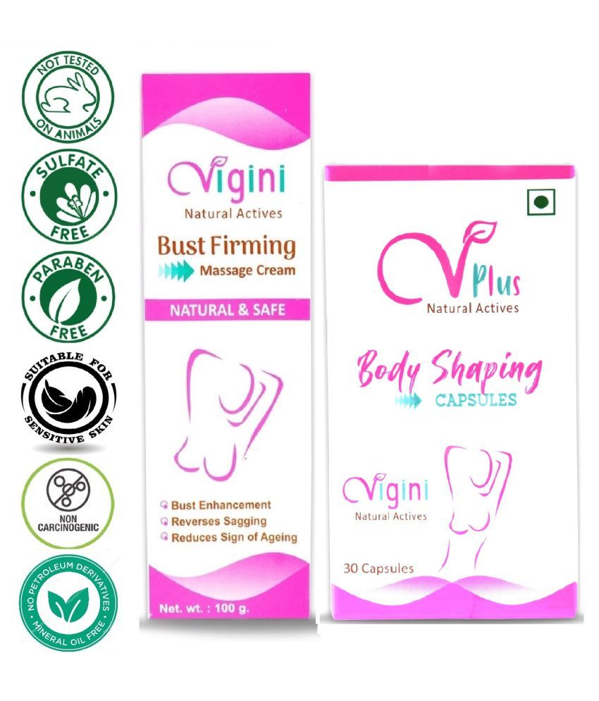     			Vigini Breast Enlargement Enhancement Ayurveda Herbal Bust Firming as Bosom Breast Tighten Oil & Capsules for Women Tightening Growth  Increase Cup size Development Boobs BustFull Sexy Full 36 Ayurvedic Supplement Girls Use with Gel Cream Lotion Pads Pump