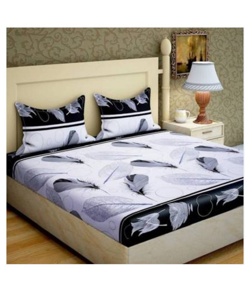 M V Trading Co Poly Cotton Double Bedsheet With 2 Pillow Covers 228 