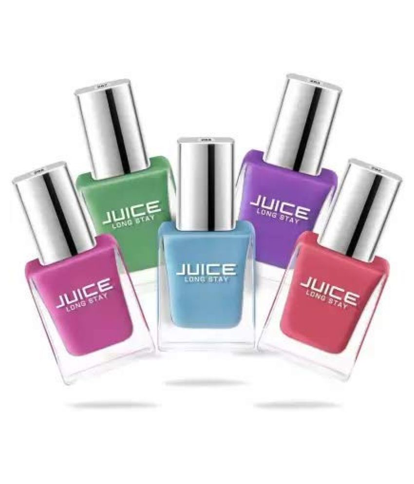     			Juice Pink,Green,SkyBlue,Purple,Sunset Nail Polish 266,267,268,283,292 Multi Glossy Pack of 5 55 mL