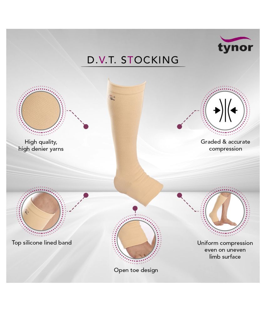     			Tynor D.V.T. Stocking Knee High (Pair), White, Large, 1 Pair