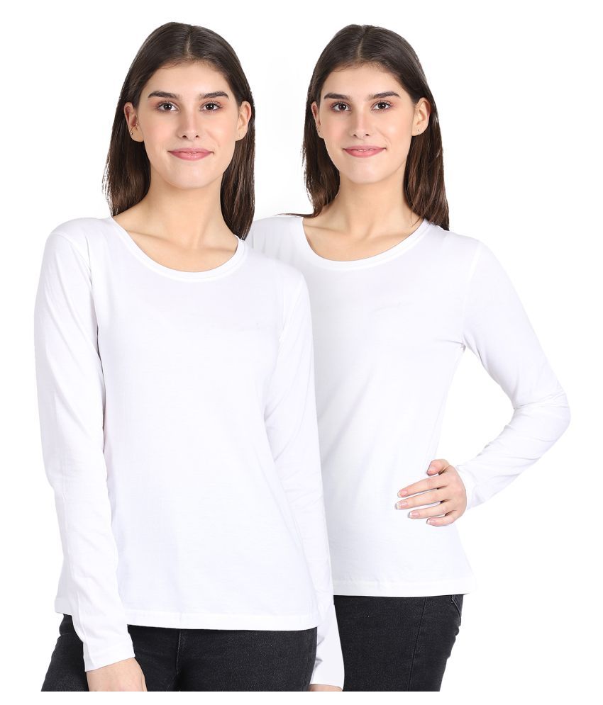     			DYCA - White Cotton Blend Women's A-Line Top ( Pack of 2 )