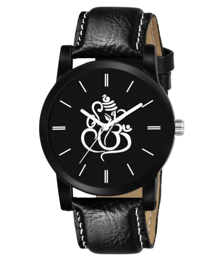     			EMPERO - Black Leather Analog Men's Watch