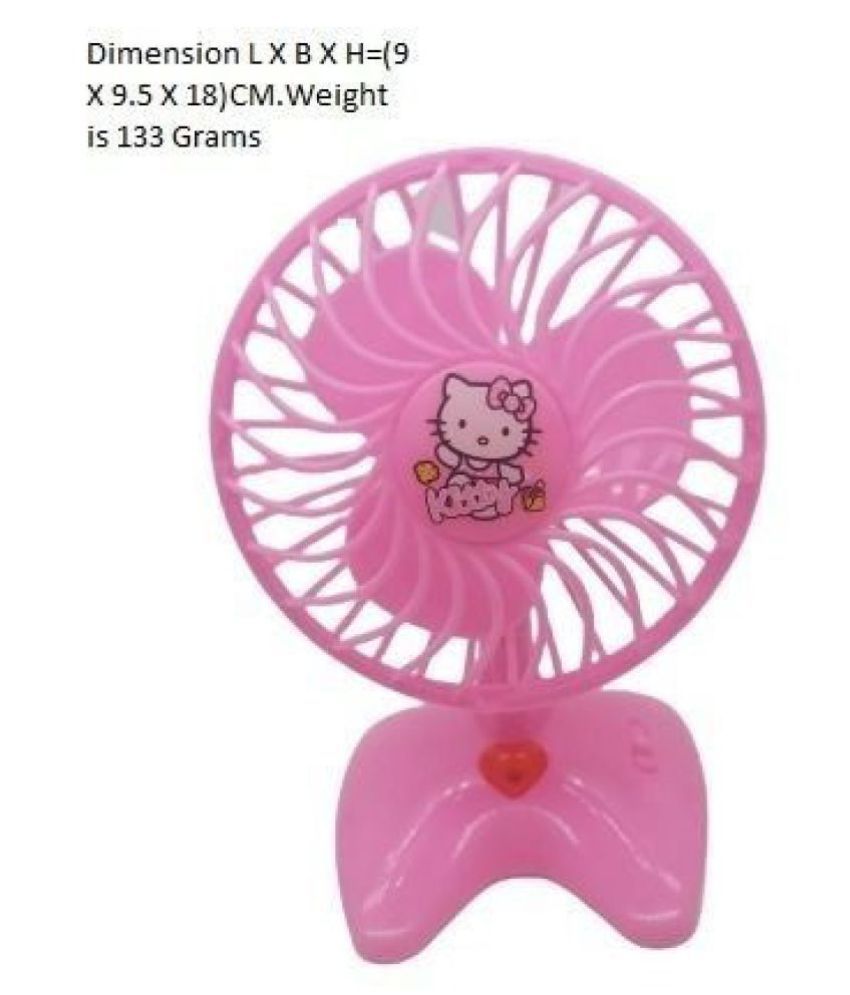Hello kitty Fan pink colour Plastic Toy Fan For Kids Battery Operated