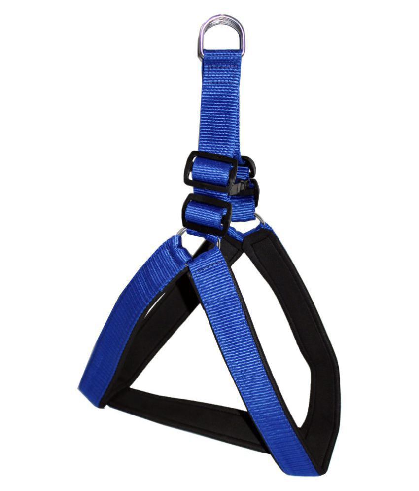     			Petshop7 Nylon Rubber Padded Blue Adjustable Dog Harness 1.25 Inch For Large & Medium Size Pet (Chest Size adjustable : 28- 34inch)