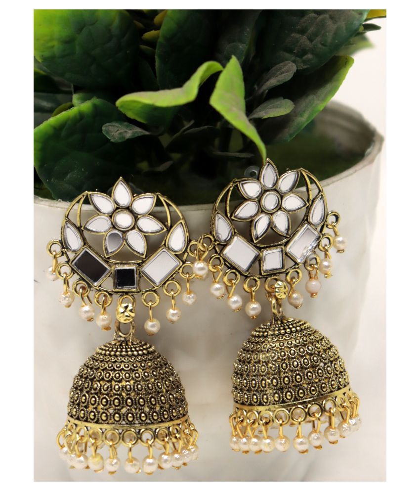     			Happy Stoning - Golden Jhumki Earrings ( Pack of 1 )