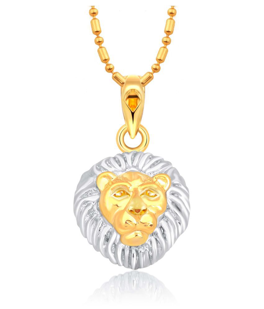     			Vighnaharta Zodiac sign LEO (Simha Rashi) Gold and Rhodium Plated Alloy Pendant for Men and Women -[VFJ1266PG]