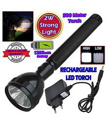 SJ Rechargeable Industrial Security Purpose Metal Torch 2W Flashlight Torch Ever 2W Flashlight Torch - Pack of 1