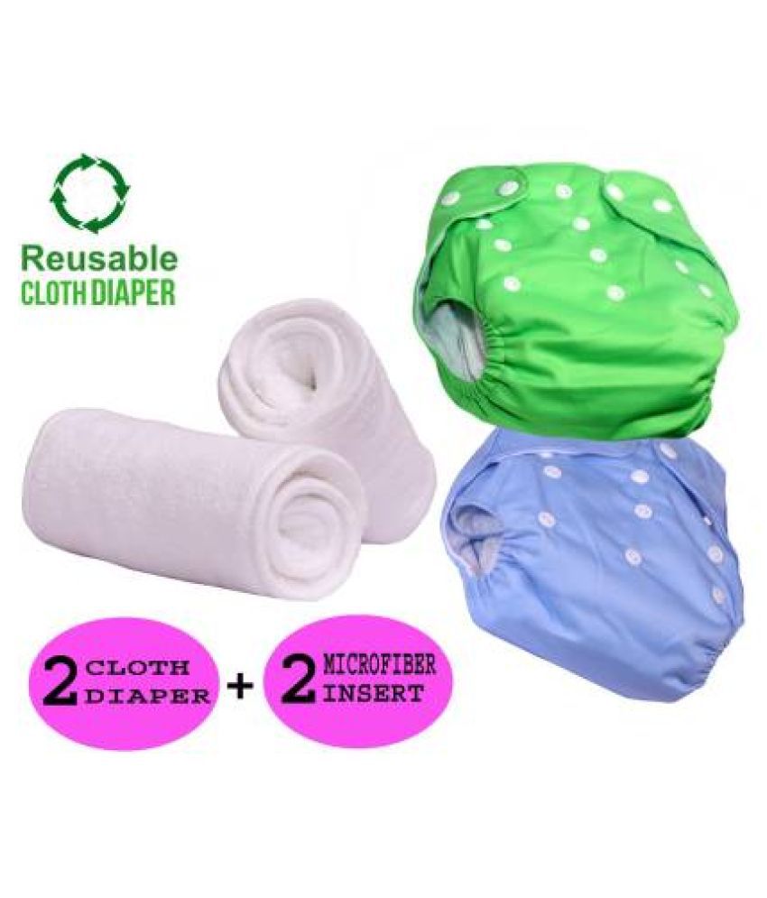     			CHILD CHIC Reusable Baby Infant Cotton Cloth Washable Diaper Nappies(2 DIAPERS WITH 2 FIVE LAYER MICROFIBER INSERTS)