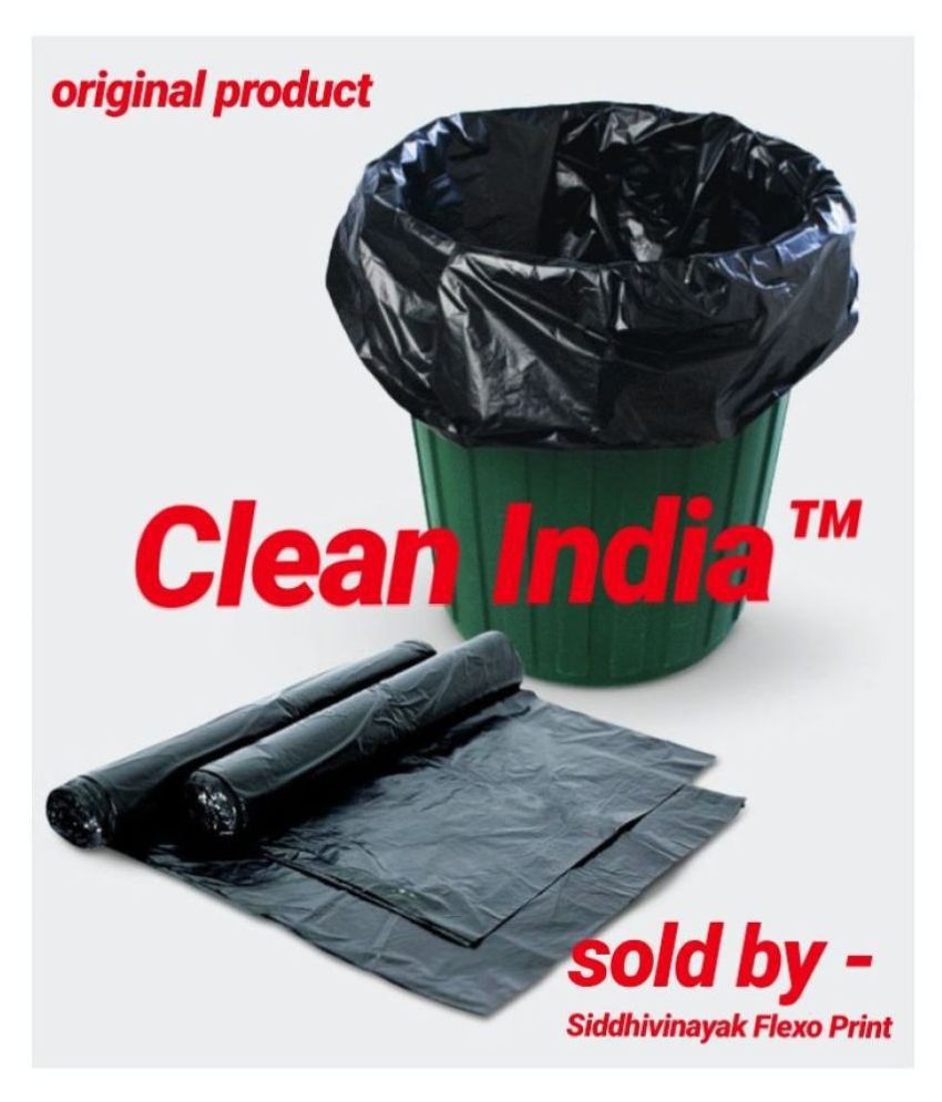     			Clean India- Medium 60 pcs Garbage Bags - 2 packs of 30 Pcs - 60 pcs - 19X21 Black Medium Disposable Garbage Trash Waste Dustbin Kitchen Bags & Covers