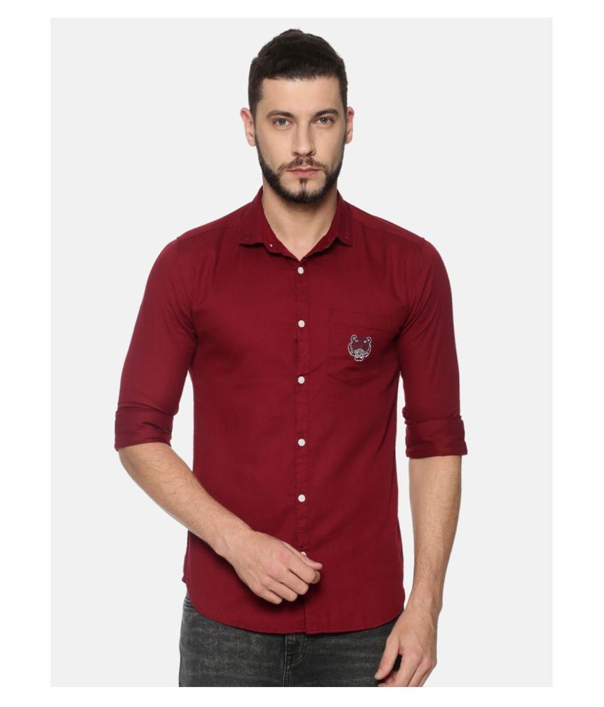     			Showoff Cotton Blend Slim Fit Men's Casual Shirt - Maroon ( Pack of 1 )