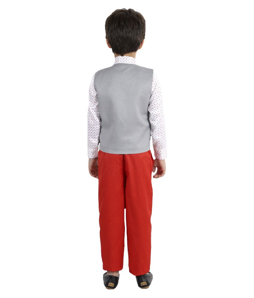     			Fourfolds Pack of 1 Boys Cotton Blend Shirt & Pants ( Red )