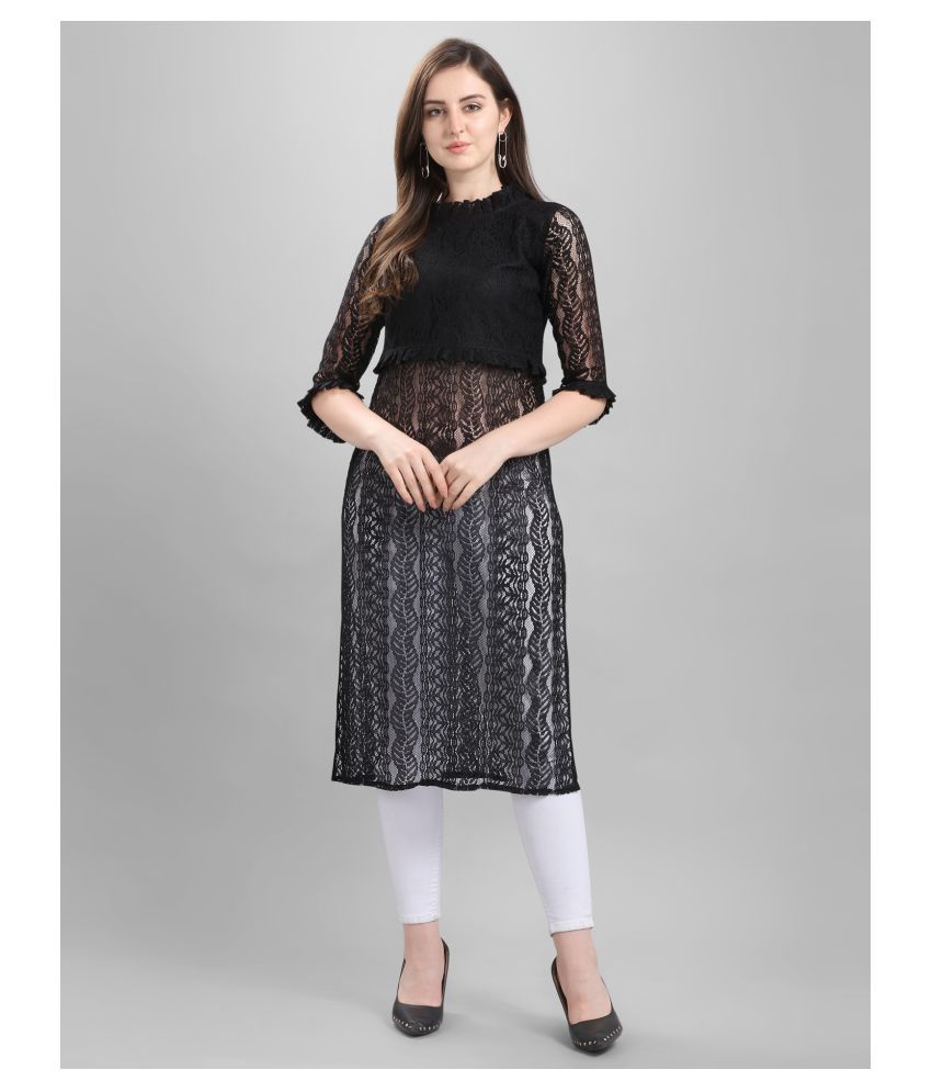     			Selvia - Black Net Women's Straight Kurti ( Pack of 1 )