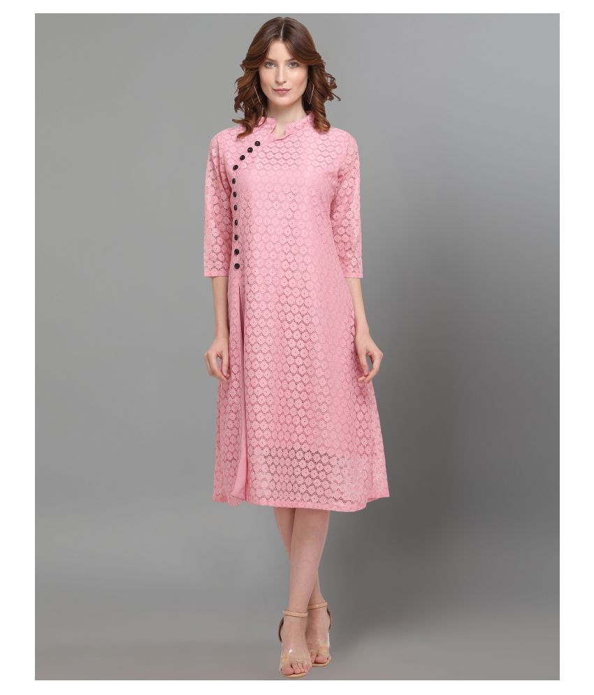     			Selvia Net Pink Regular Dress