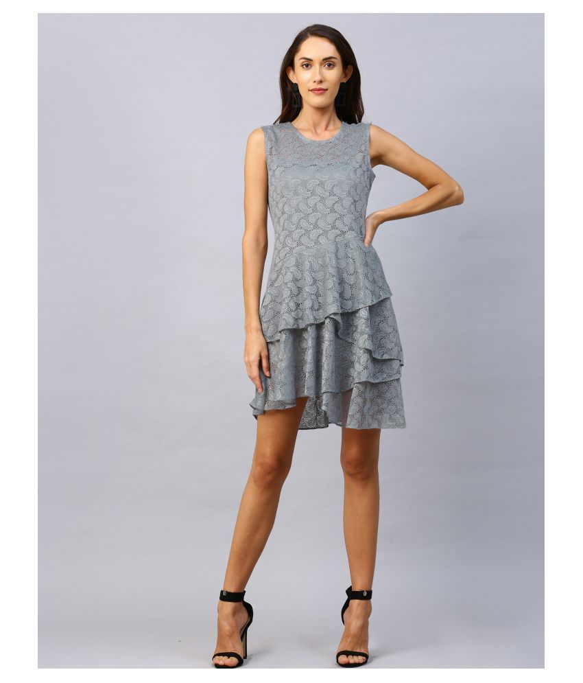     			Selvia Net Silver Regular Dress